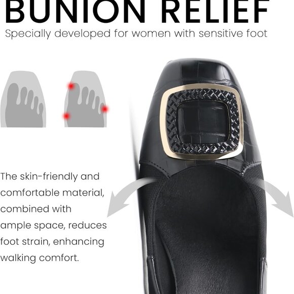 Women Dress Pumps Synthetic Leather Bunion Friendly 3 Inch Heels for Work - Picture 3 of 6